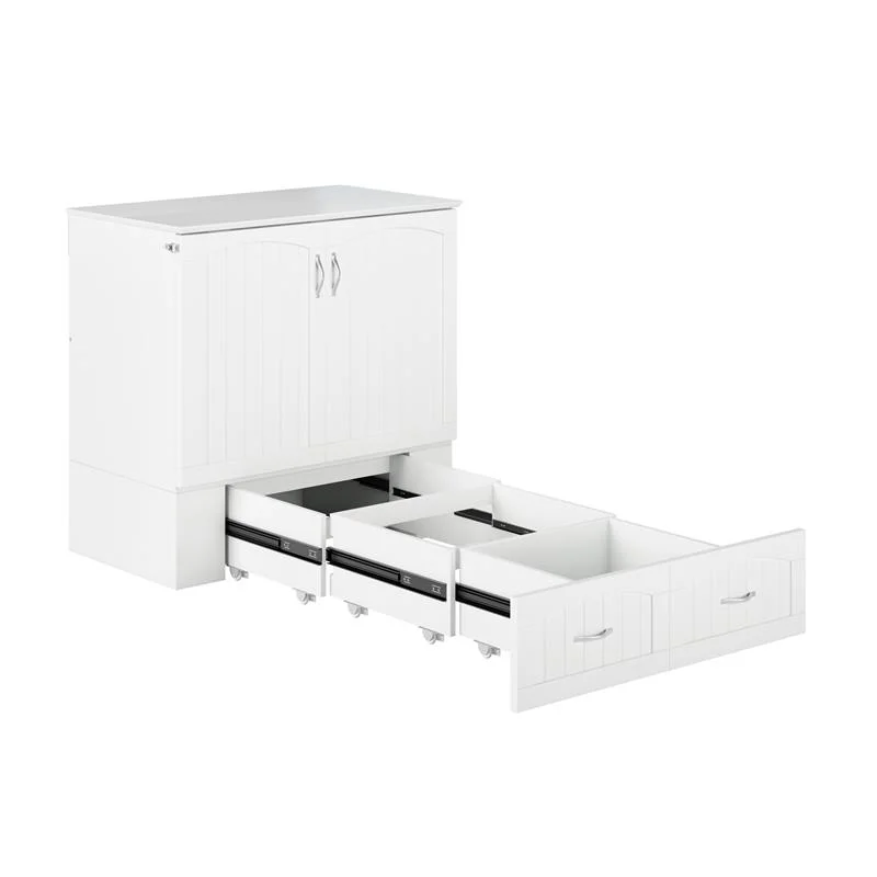 Bowery Hill Modern Wood Twin XL Murphy Bed Chest with Mattress in White