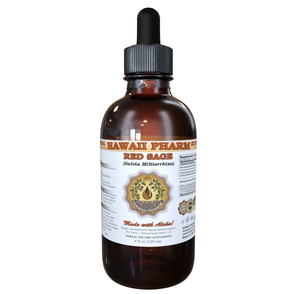 Red Sage (Salvia Miltiorrhiza) Tincture, Organic Dried Root Liquid Extract, Danshen, Herbal Supplement 2 oz