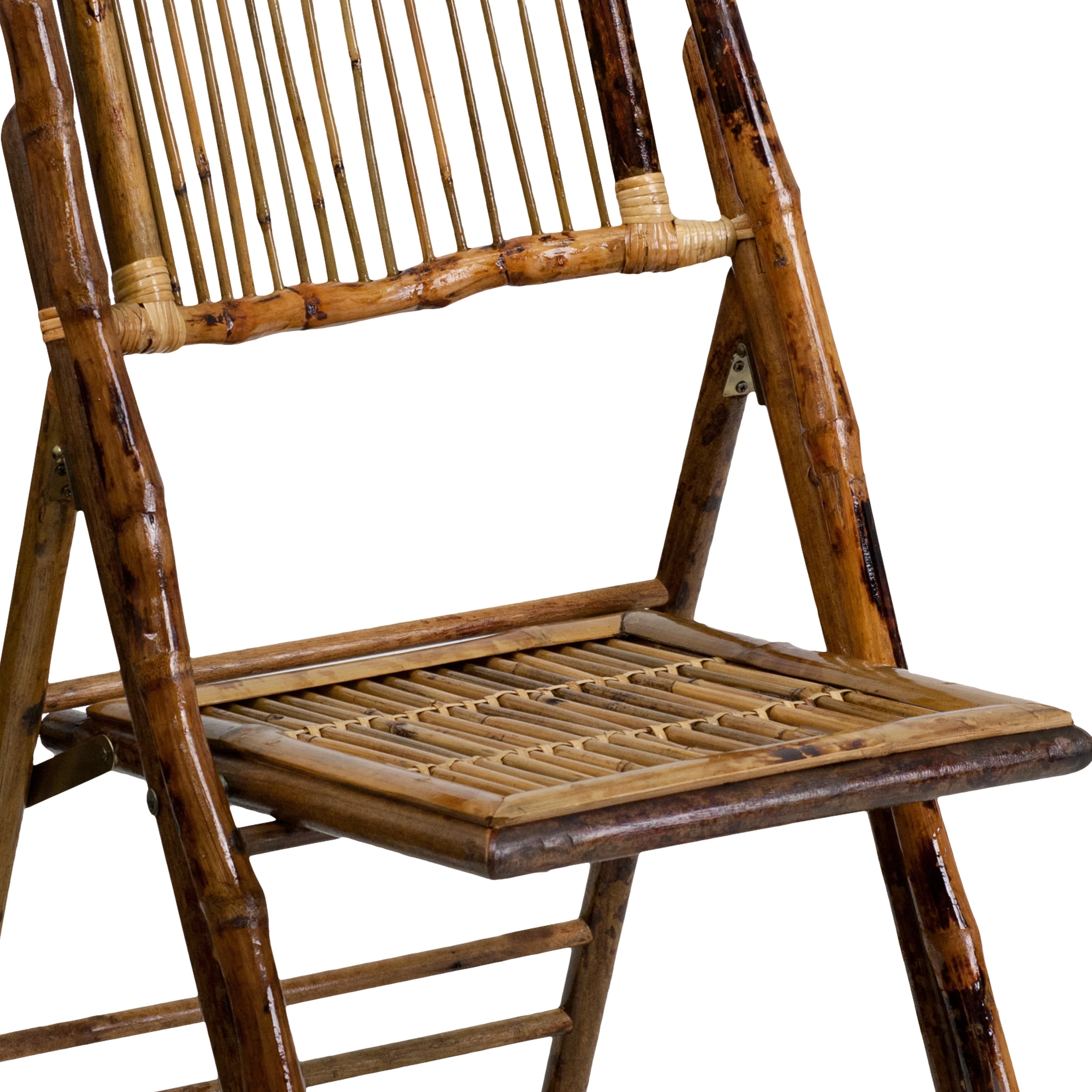 Emma + Oliver 4 Pack Bamboo Wood Folding Chair - Event Folding Chair - Commercial Folding Chair