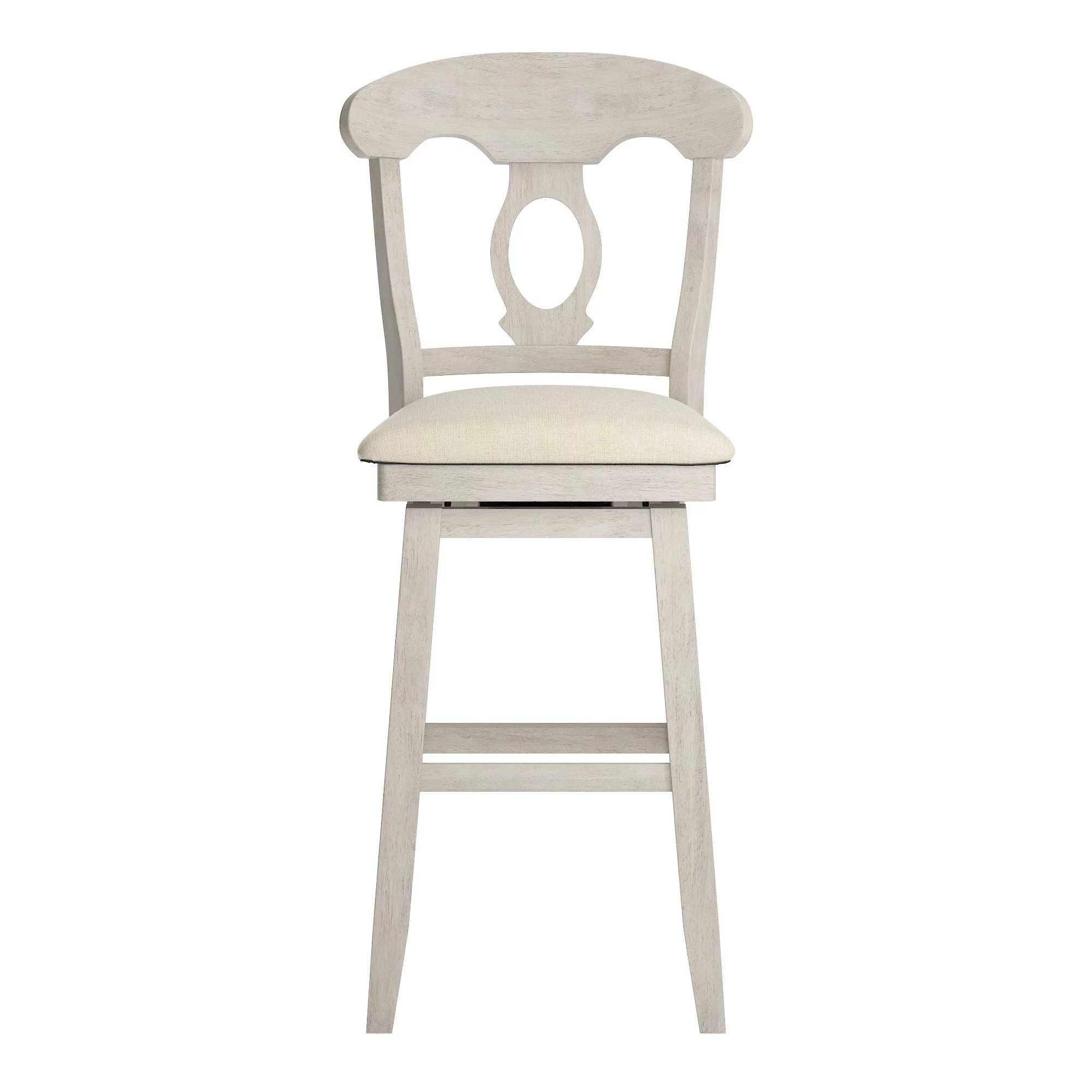 Weston Home Sheena Napoleon Back Bar Height Wood Swivel Stool, Antique White