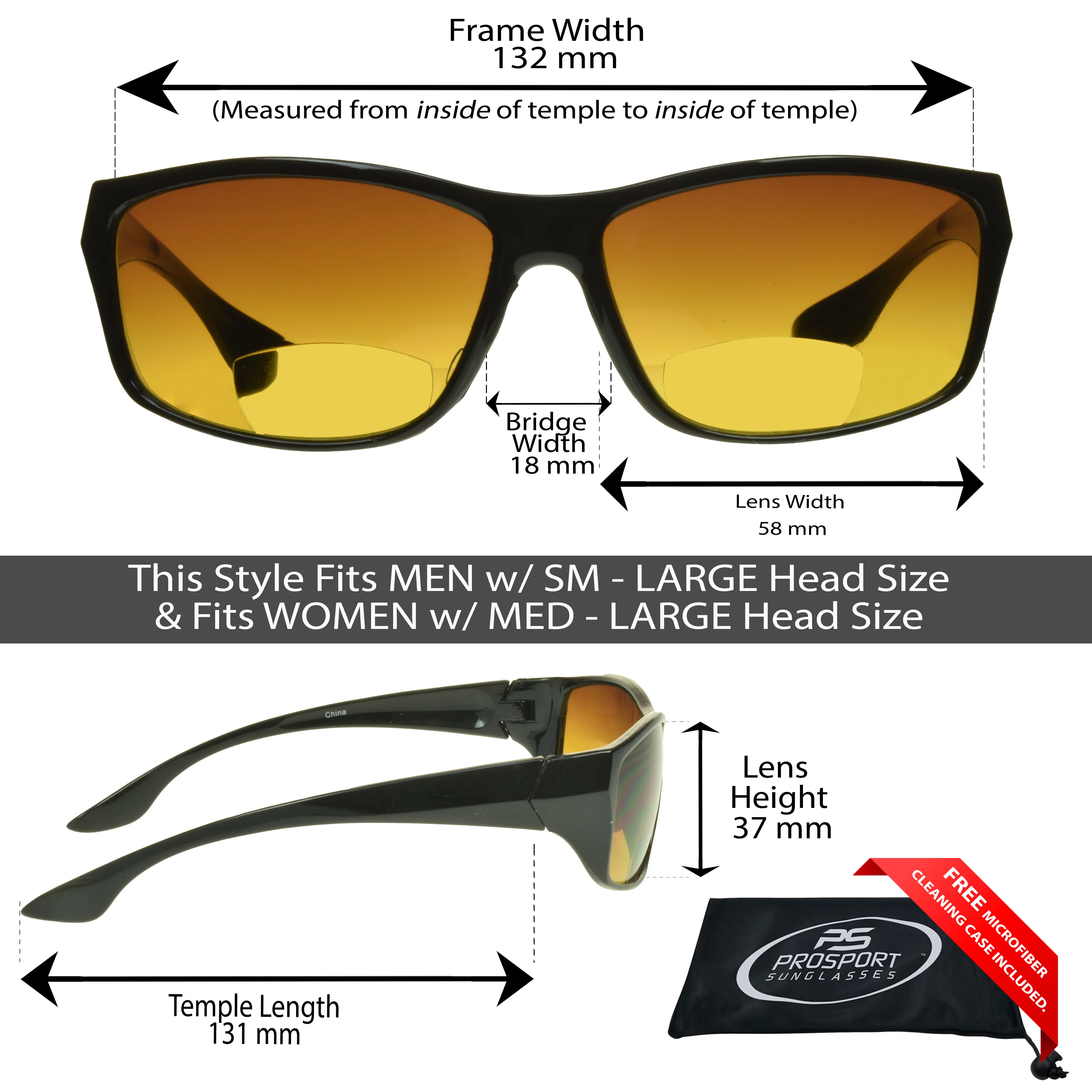 proSPORT Bifocal Blue Light Blocking Reader Sunglass HD Amber Men Women 2 Pairs