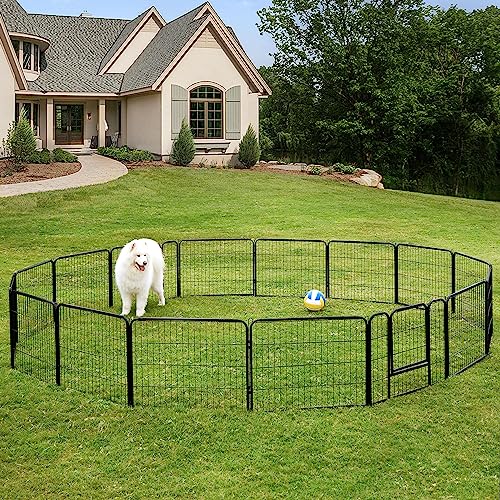 Topeakmart 24-Inch 6 Panel Heavy Duty Portable Pet Playpen Dog Exercise Pen Cat Fence Crate Cage Kennelwith Door Puppy Rabbits Play Pen,Outdoor/Indoor,Black
