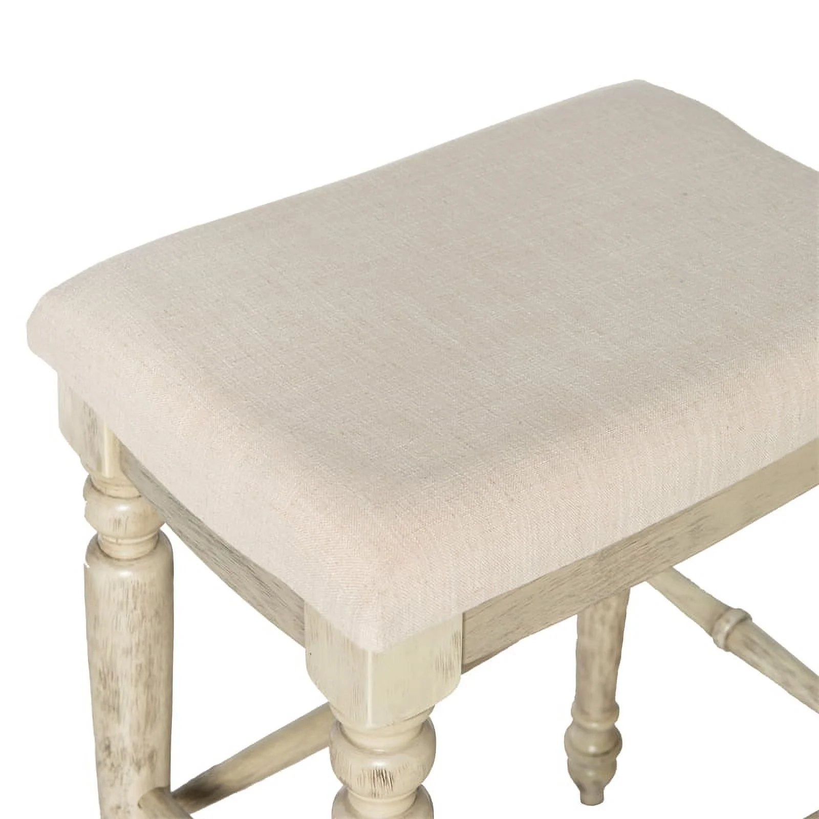 Home Square 2 Piece Backless Wood Bar Stool Set in White Wash