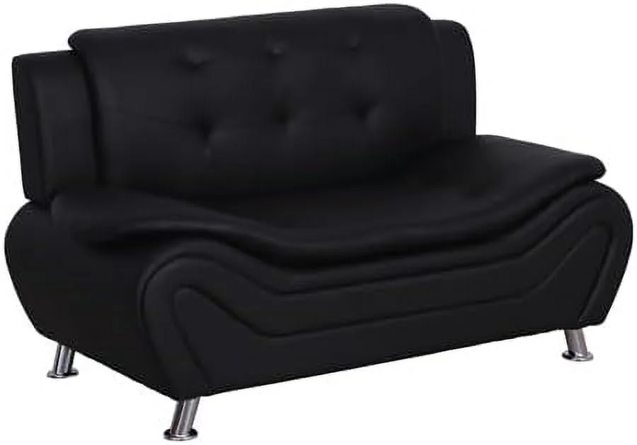 Faux Leather Living Room Loveseat In Black