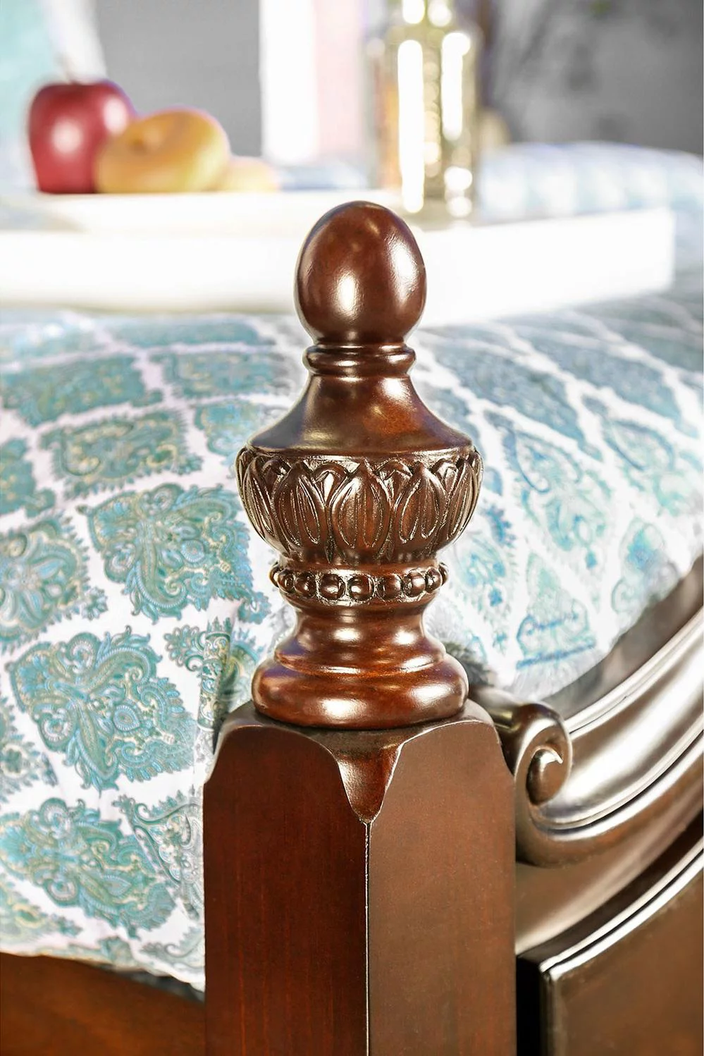 Traditional Cherry Solid Wood Queen Bedroom Set 5pcs FOA CM7260-Q Mandura