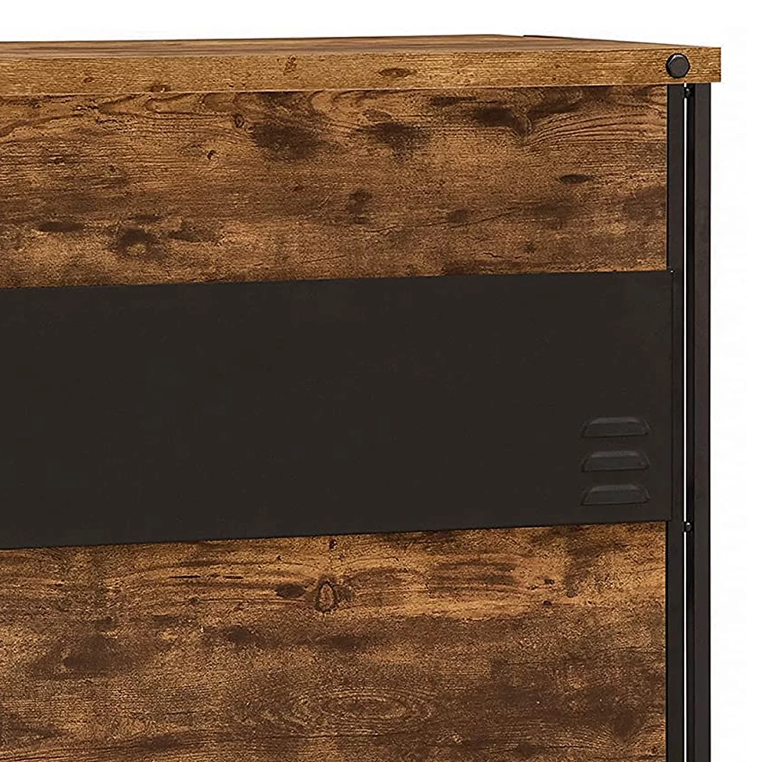 BenJara Urban Wooden Bar Unit with Stemware Rack, Wire Brushed Black