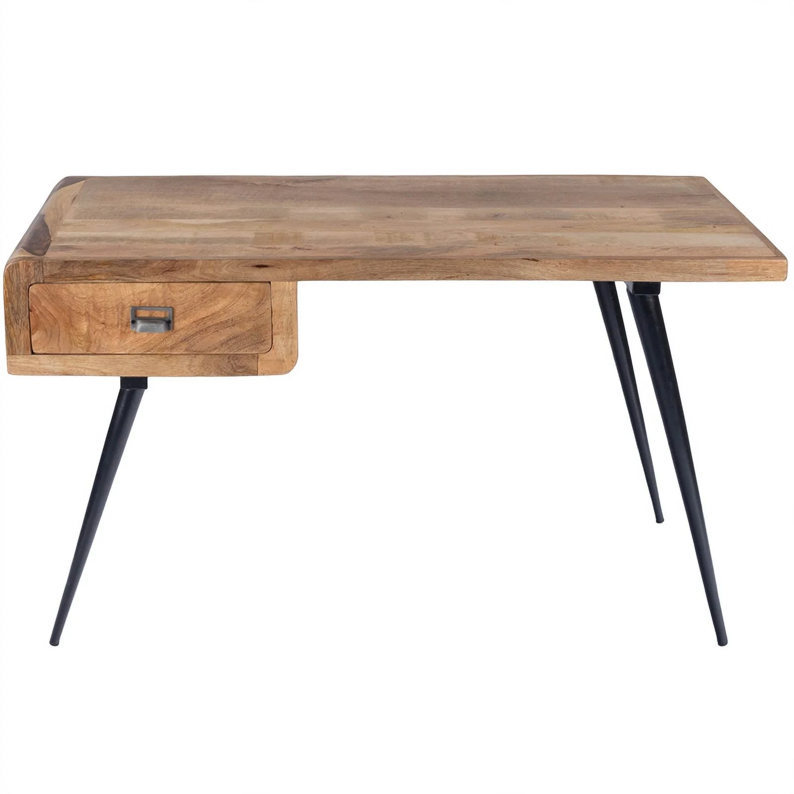 Beaumont Lane Rustic Industrial Natural Wood and Metal Desk in Brown