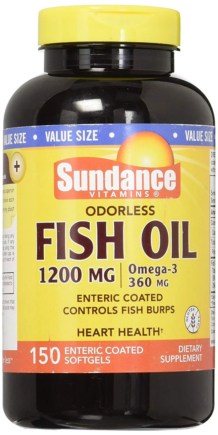 Sundance Vitamins Omega-3 Fish Oil Odorless, Supports Heart Health, 150ct
