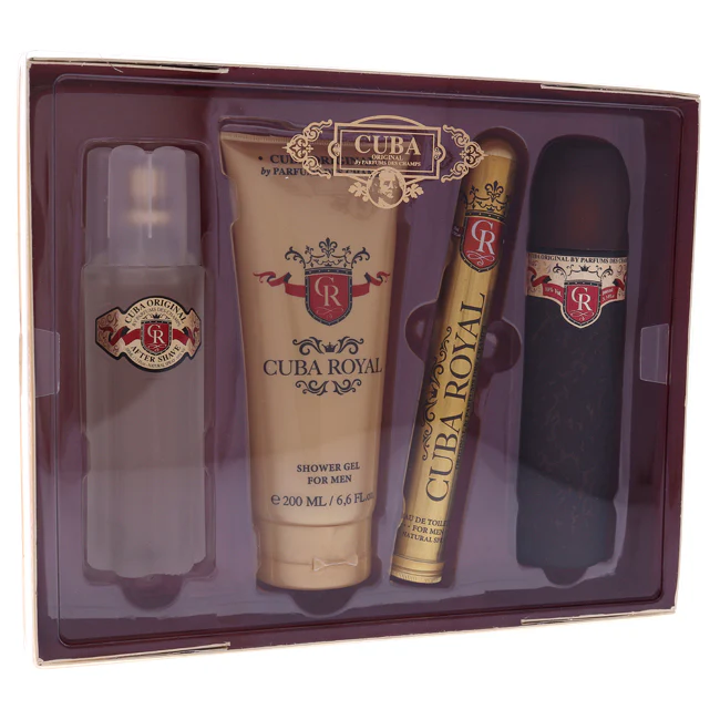 Cuba Royal by Cuba for Men - 4 Pc Gift Set 3.3oz EDT Spray, 1.17oz EDT Spray, 3.3oz After Shave, 6.7oz Shower Gel