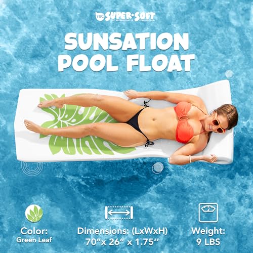 TRC Recreation Sunsation Vinyl Coated Foam Swimming Pool Float Mat Adult Lounger with Built-in Roll Pillow