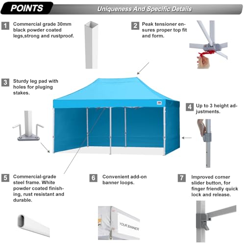 ABCCANOPY Easy Pop Up Canopy Tent with Sidewalls 10x10 Commercial -Series, White