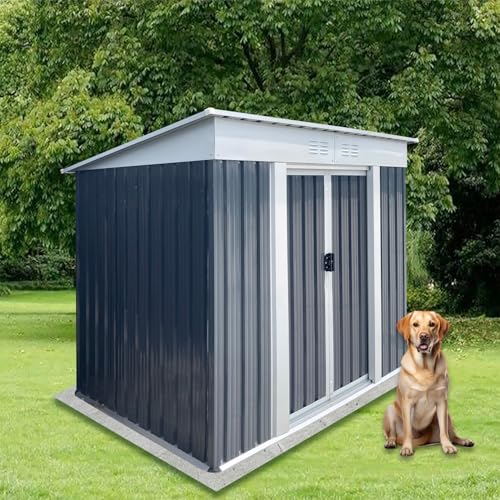 Aidek Outdoor Storage Shed, 5x3 FT Metal Garden Shed with Lockable Sliding Door & Vents, Tool House Waterproof Outside Storage Sheds for Garden Backyard Patio Lawn, Grey