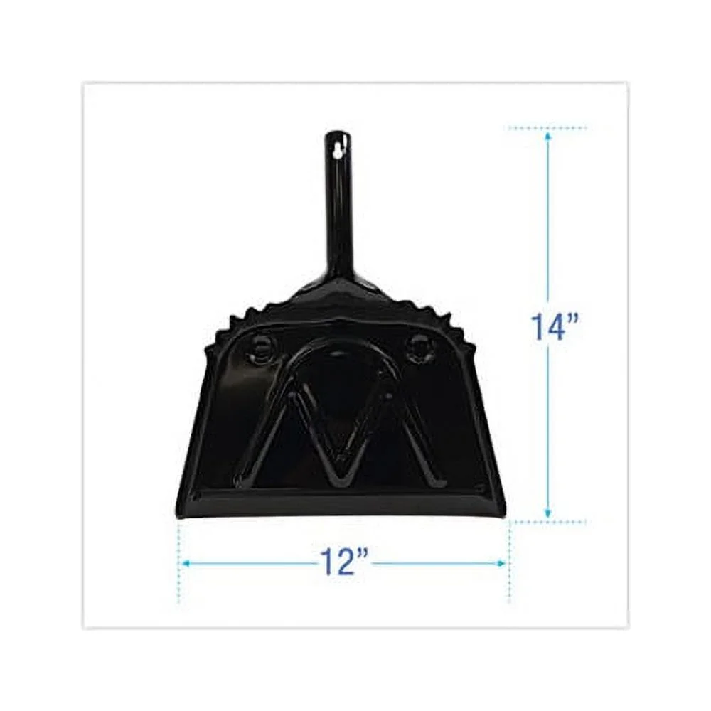 Metal Dust Pan 12" Wide, 2" Handle, Black