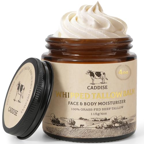 Whipped Beef Tallow for Skin – 100% Grass-Fed Handmade Cream Moisturizer for Face & Body, Natural with Honey, Shea Butter, Jojoba Oil, Non-Greasy, Nourishing for Men, Women, Kids, 4 Oz