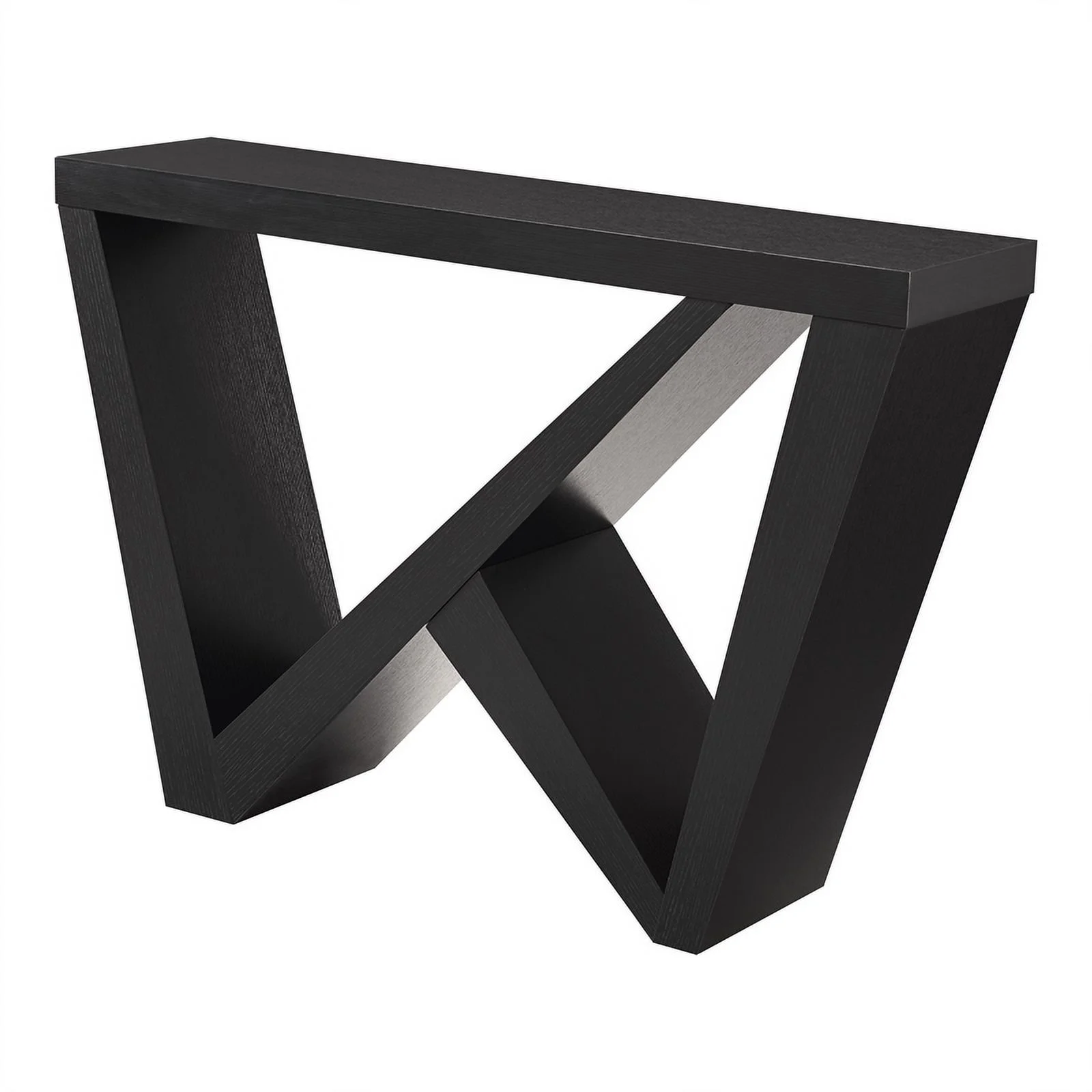 Bowery Hill Wood W-Shaped Legs Console Table in Black Finish
