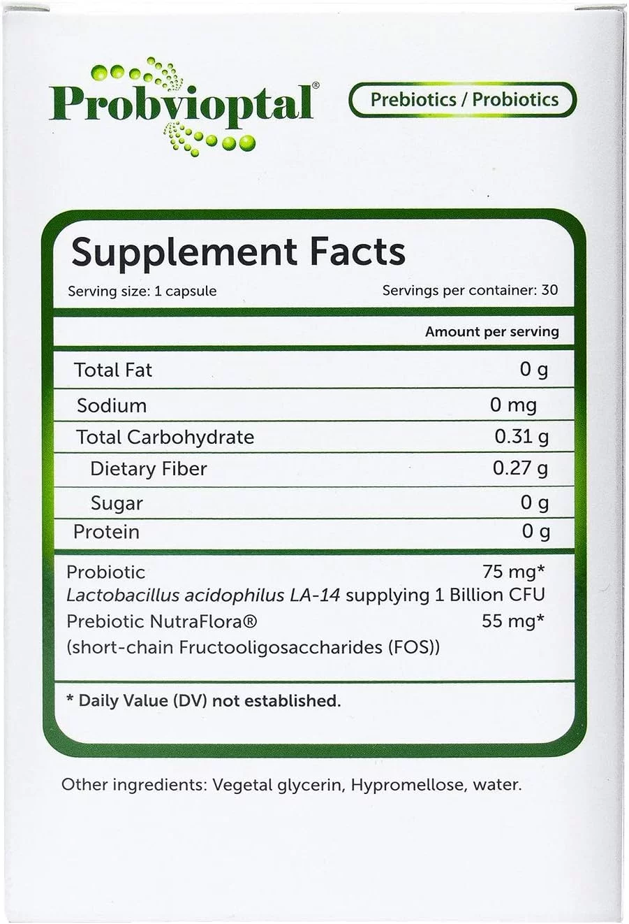 Probvioptal Probiotics &Prebiotics 30 Capsules.