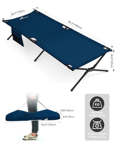 Sportneer Camping Cot, Military Cot Portable Camping Cots for Sleeping 78.3