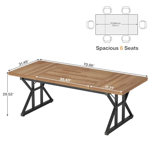 Tribesigns 70.8-Inch Executive Desk, Large Computer Office Desk Workstation, Modern Simple Style Laptop Desk Study Writing Table Business Furniture for Home Office (Brown/Black, 70.8 Inch)