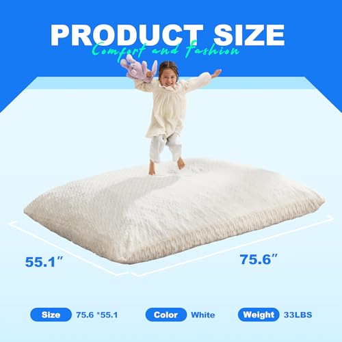 Hobestluk 3 in 1 Bean Bag Chair Giant Bean Bag Chairs Convertible Bean Bag Floor Cushion with Machine Washable Cover, Beanbag Chairs for Adult (Dark Grey)