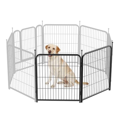 PawGiant Dog Fence Playpen 24”/32”/40” Indoor Outdoor for Small/Medium/Large Dogs, Metal Pet Puppy Cat Exercise Fencing Gate Crate Cage Outside RV, Camping, Yard, Garden