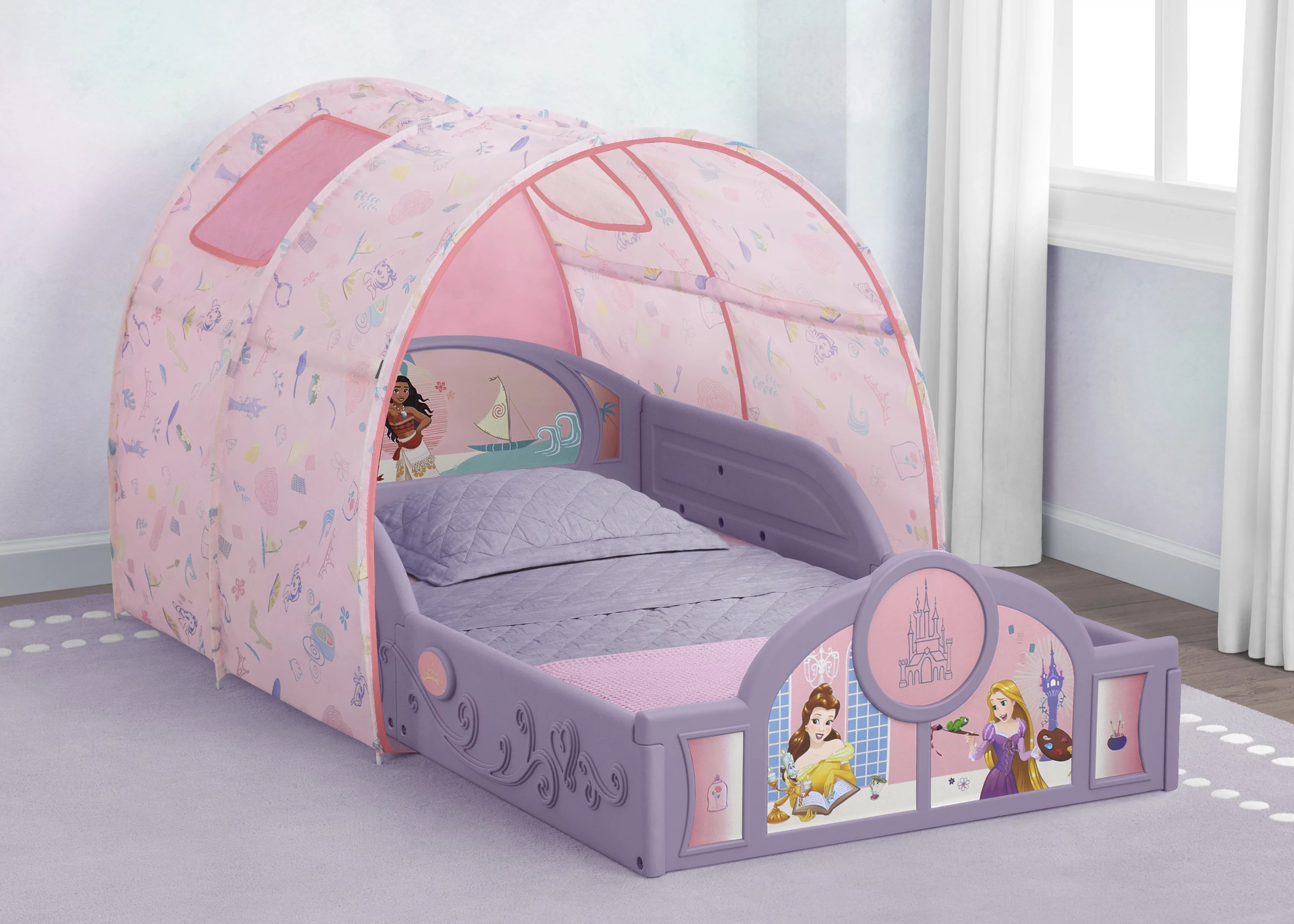 Disney Princess Sleep and Play Toddler Bed with Tent by Delta Children, Purple/Pink