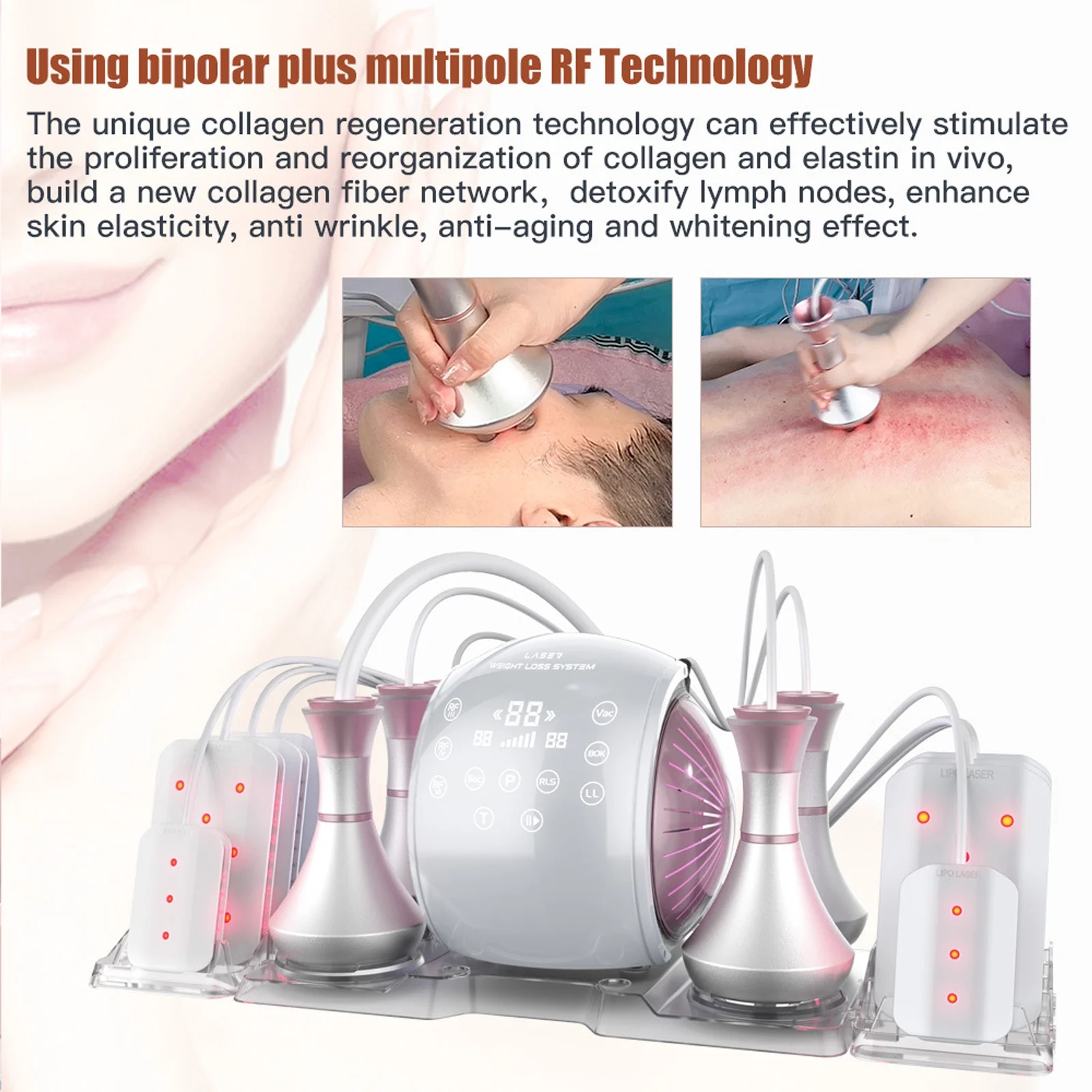 6 in 1 Cavitation Machine 80K RF Body Slimming Skin Lifting Vacuum Machine Radio Skin Frequency Facial Care Beauty Machine