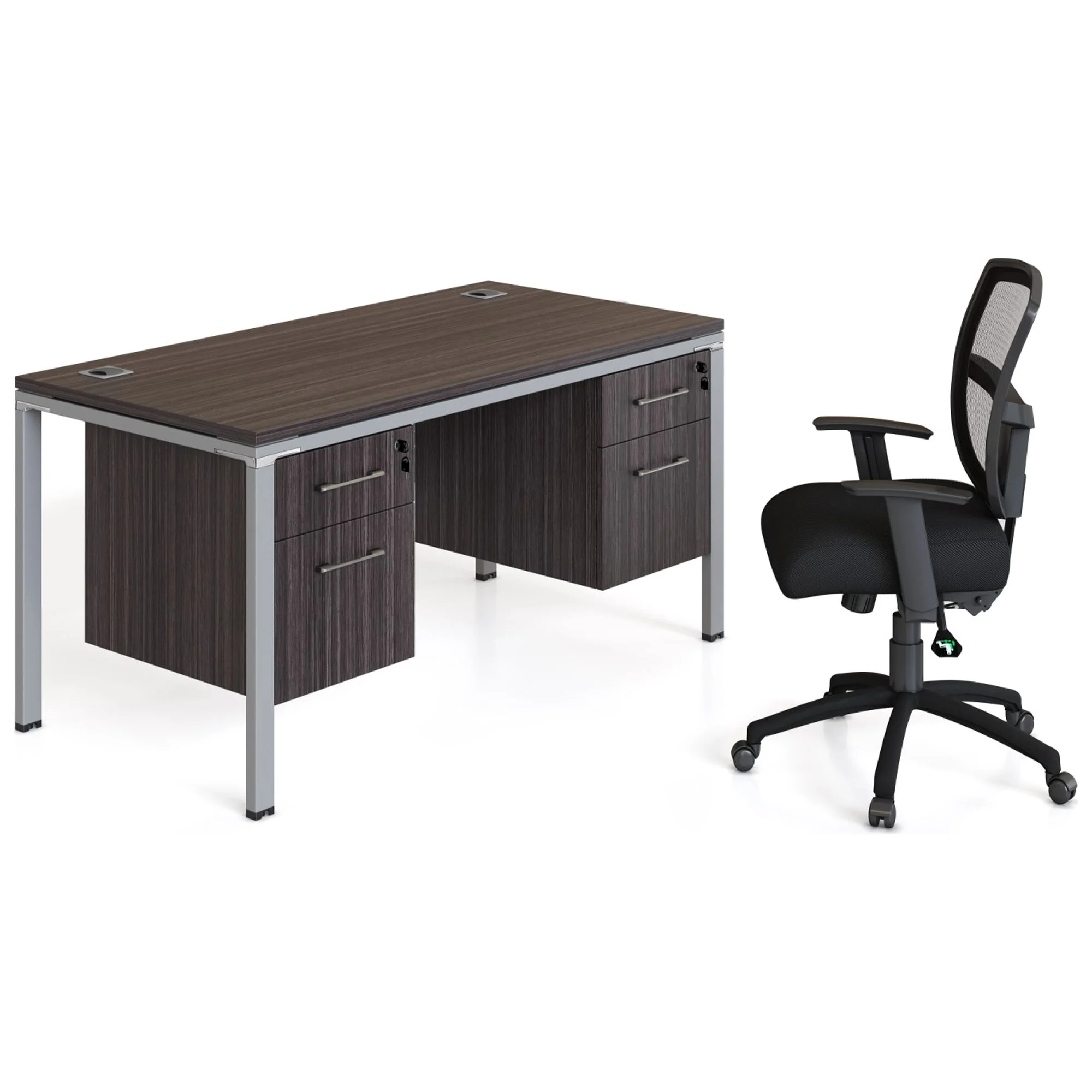 Boss Office Products Single Desk with (2) Pedestals, 71