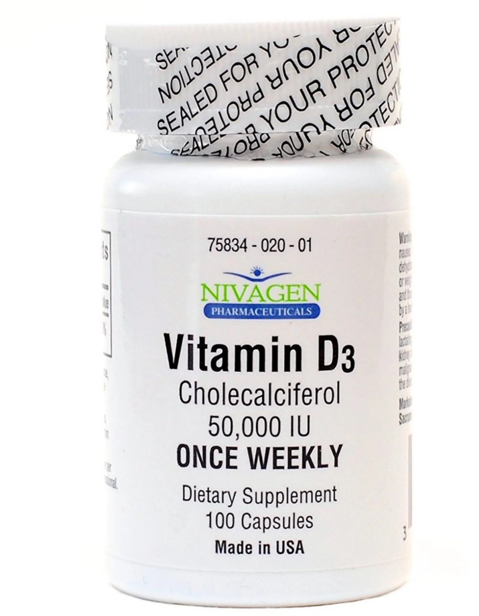 Nivagen Pharmaceuticals Vitamin D3 50,000 IU 100 ea (Pack of 4)