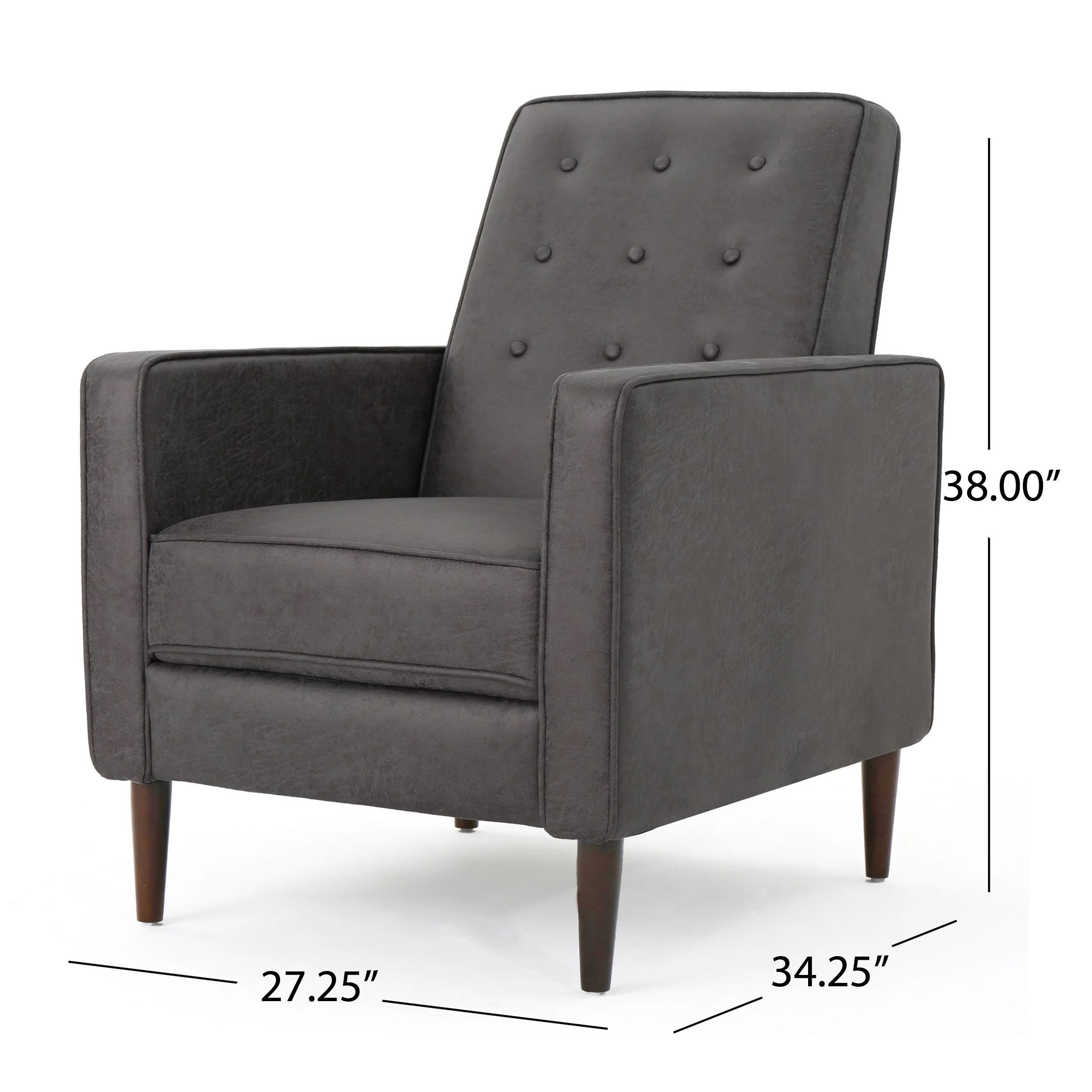 Mason Mid Century Modern Microfiber Recliner, Slate