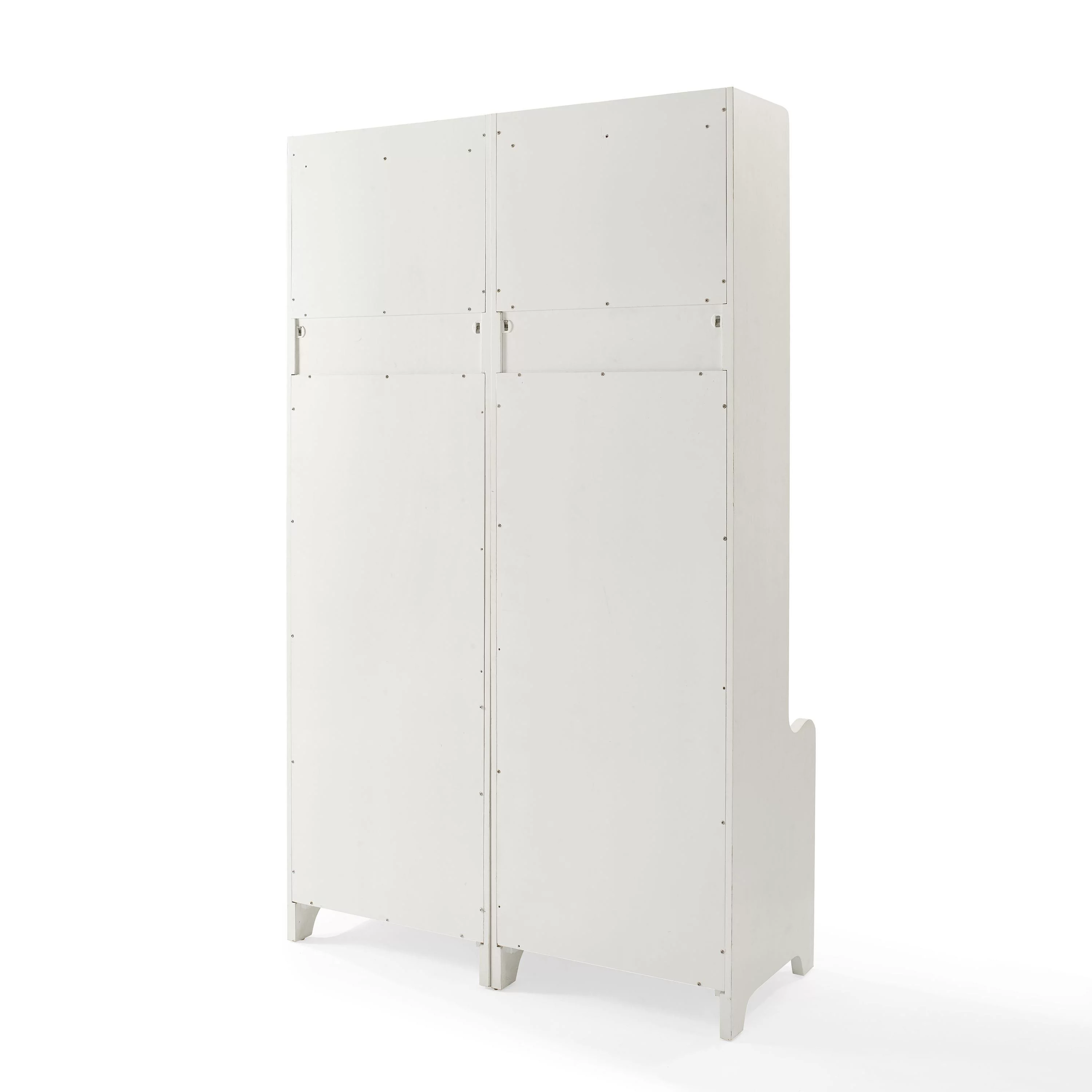 Crosley Furniture Fremont Wood Hall Tree in Distressed White (Set of 2)