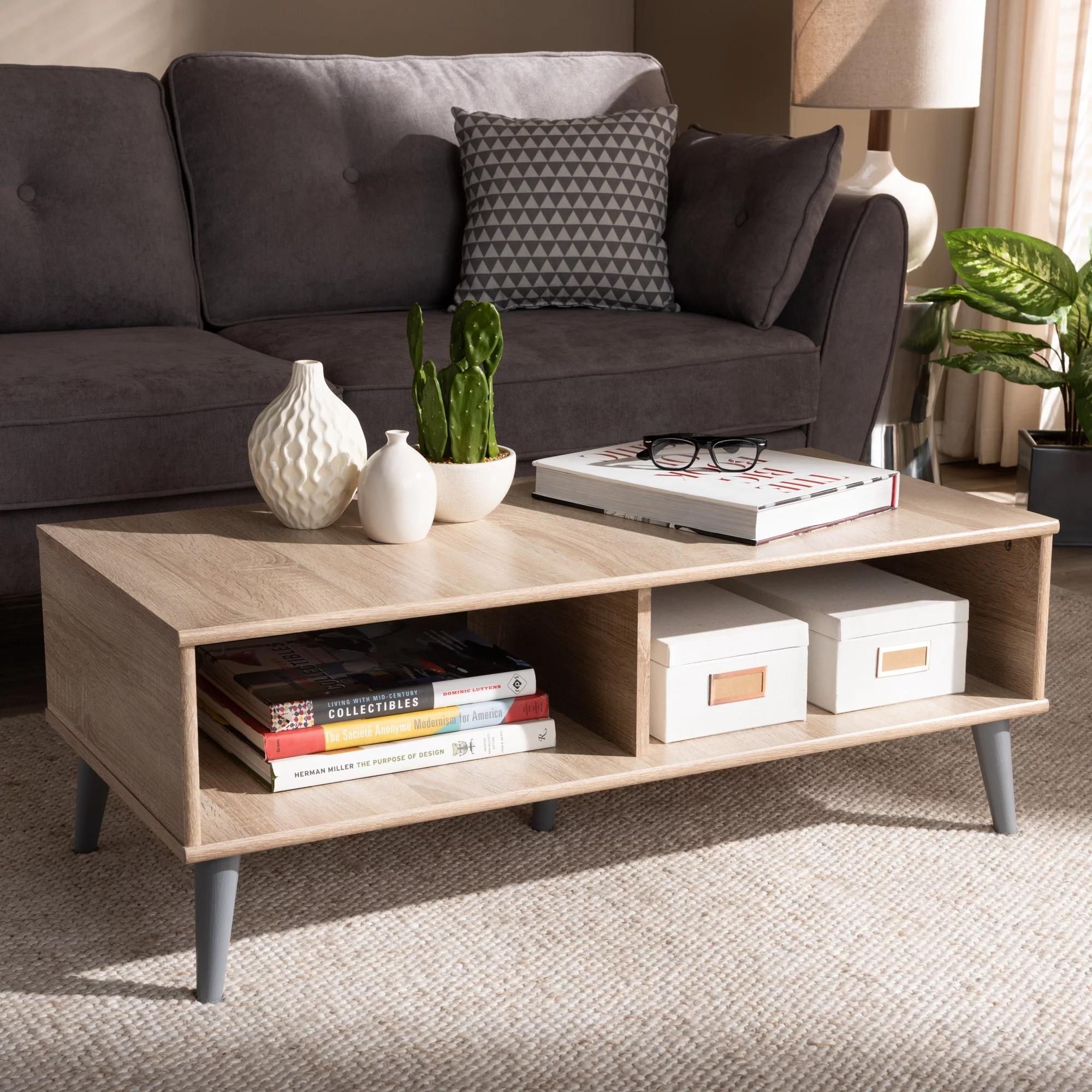 Baxton Studio Mid-Century Modern Brown Coffee Table by  Oak Oak Finish