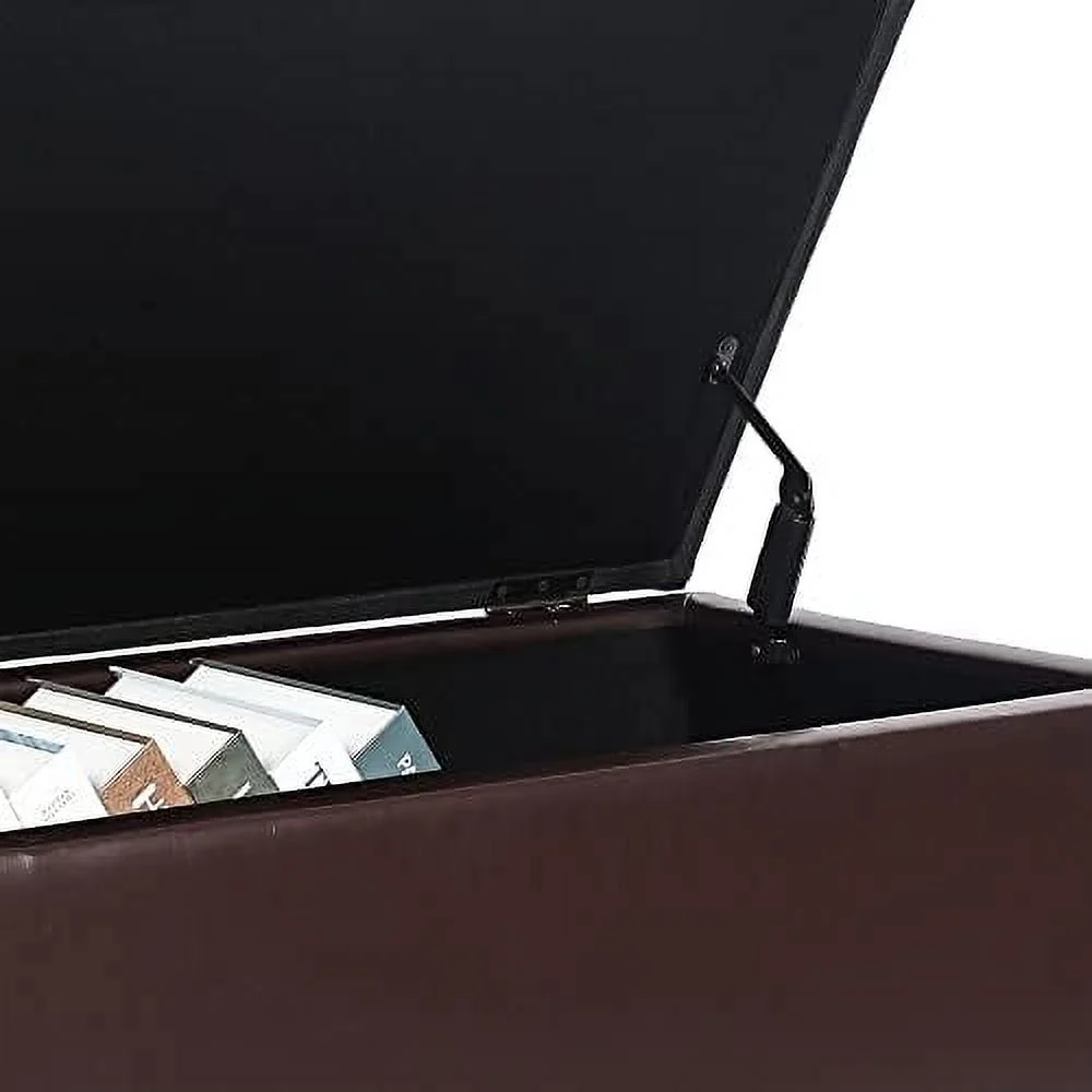 Leatheaire  Ottoman Bench Rectangular Footstool Coffee Table with Lift Tabletop (Blue)