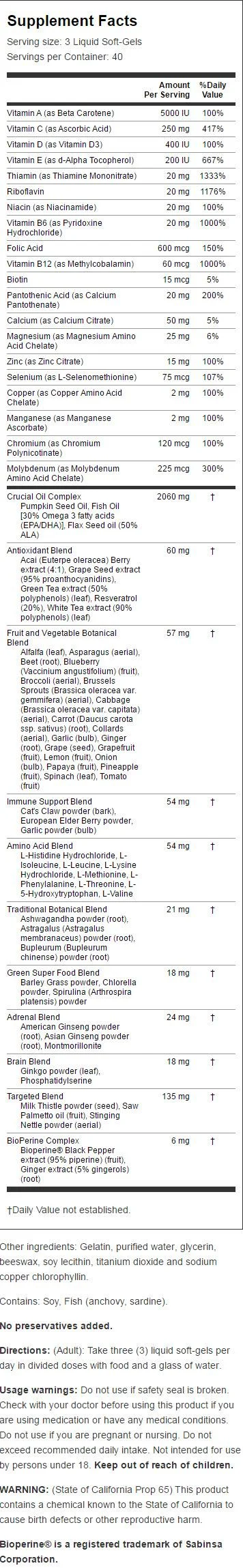 Irwin Naturals Men's Living Green Liquid-Gel Multi 120 Lgels