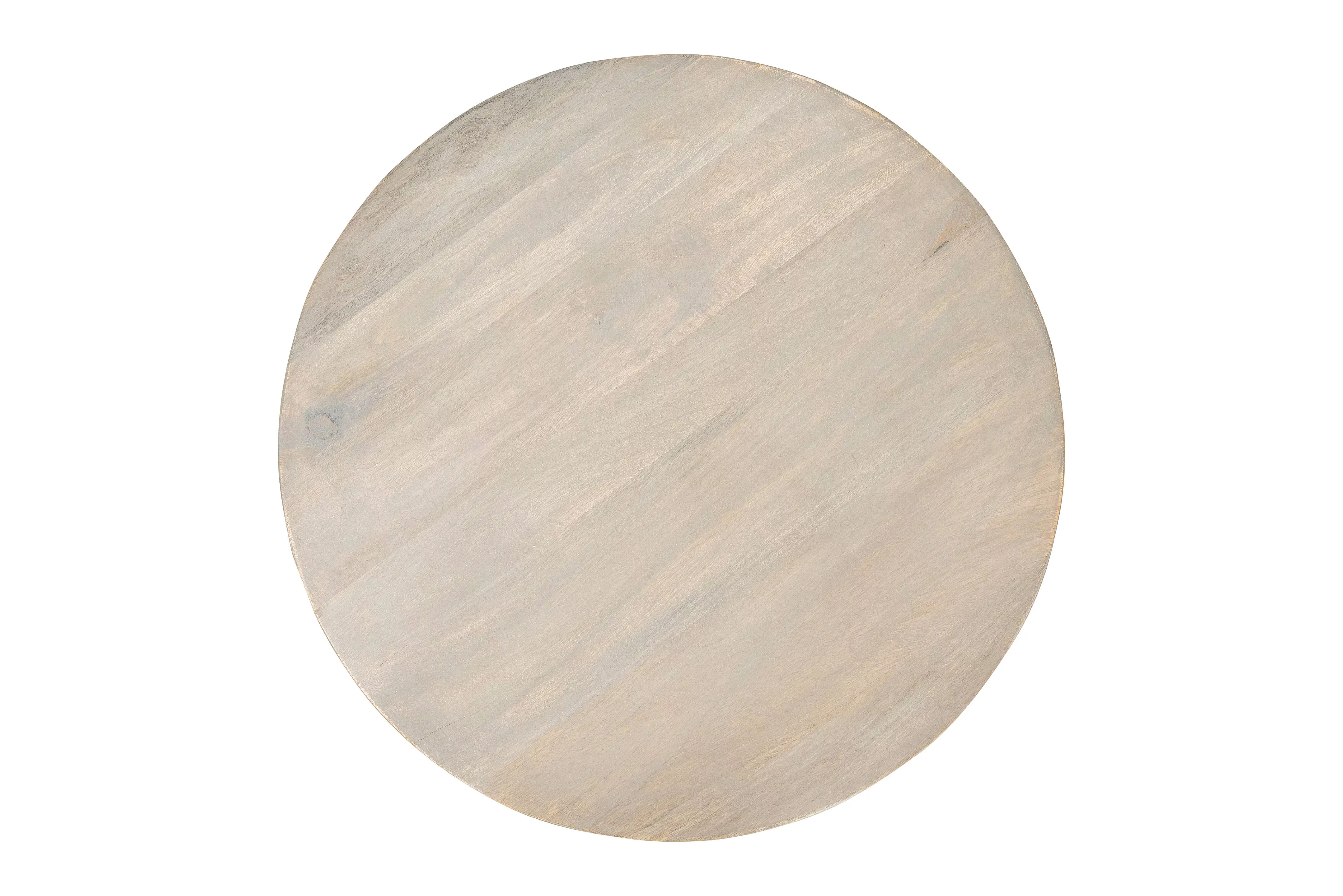 Creative Co-Op Round Mango Wood Table with 2 Cane Shelves