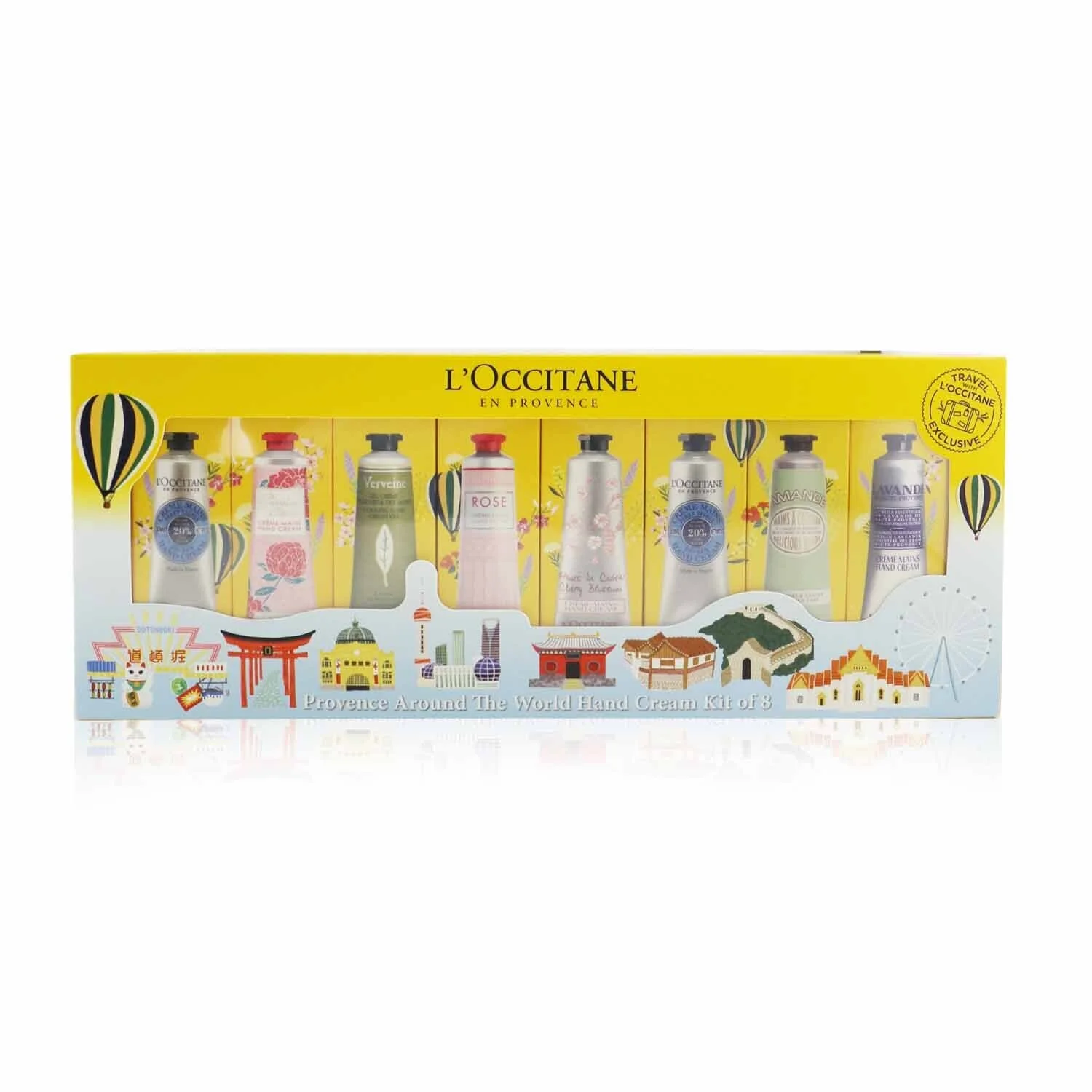 L'Occitane Provence Around The World Hand Cream Kit Of 8: (2xShea Butter + 1x Rose, Cherry Blossom, Lavender, Peony, Almond, Verbena) 30ml/1oz  8x30ml/1oz