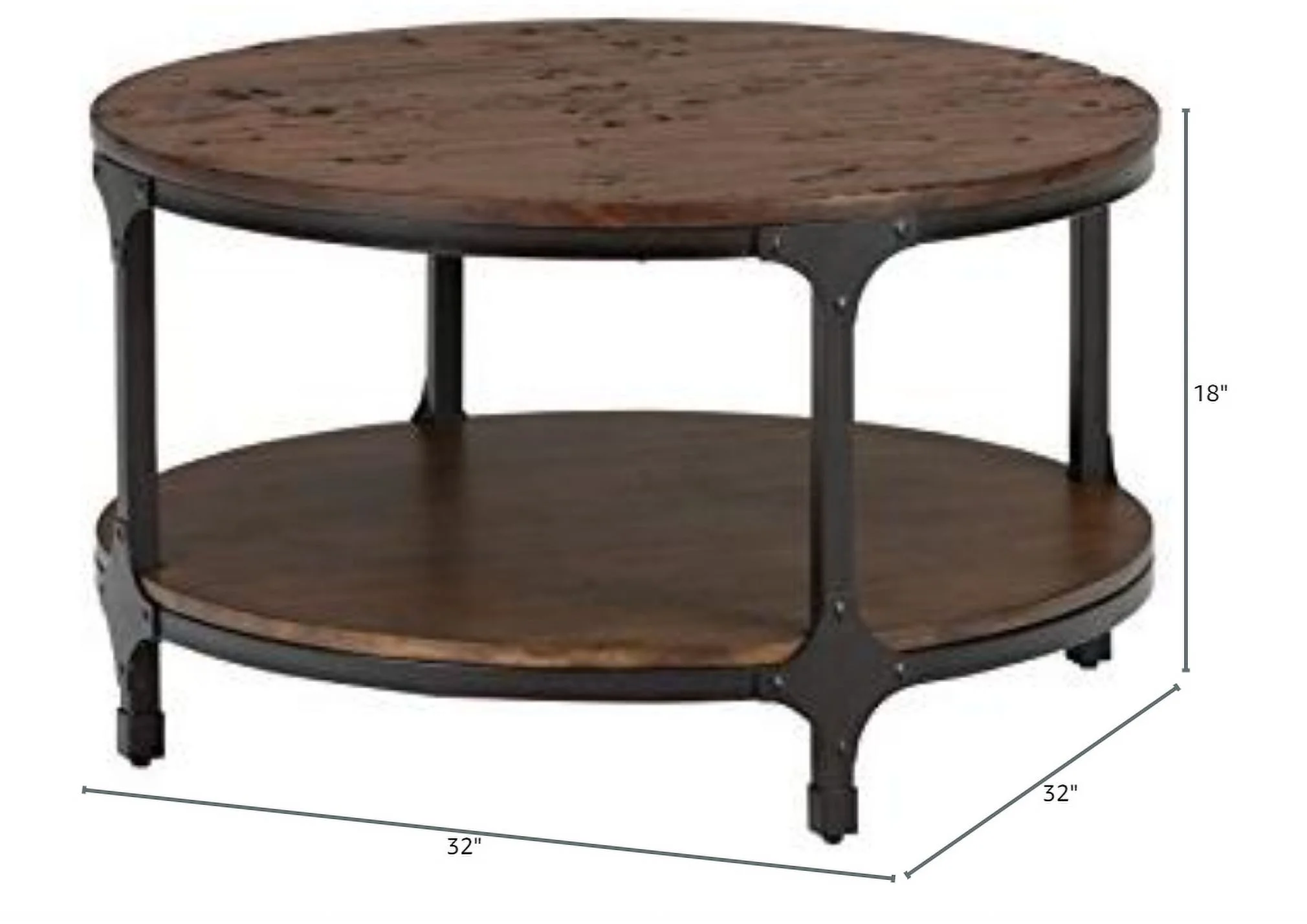 Rustic Design Pine Wood Round Shape Coffee Table Living Room Furniture