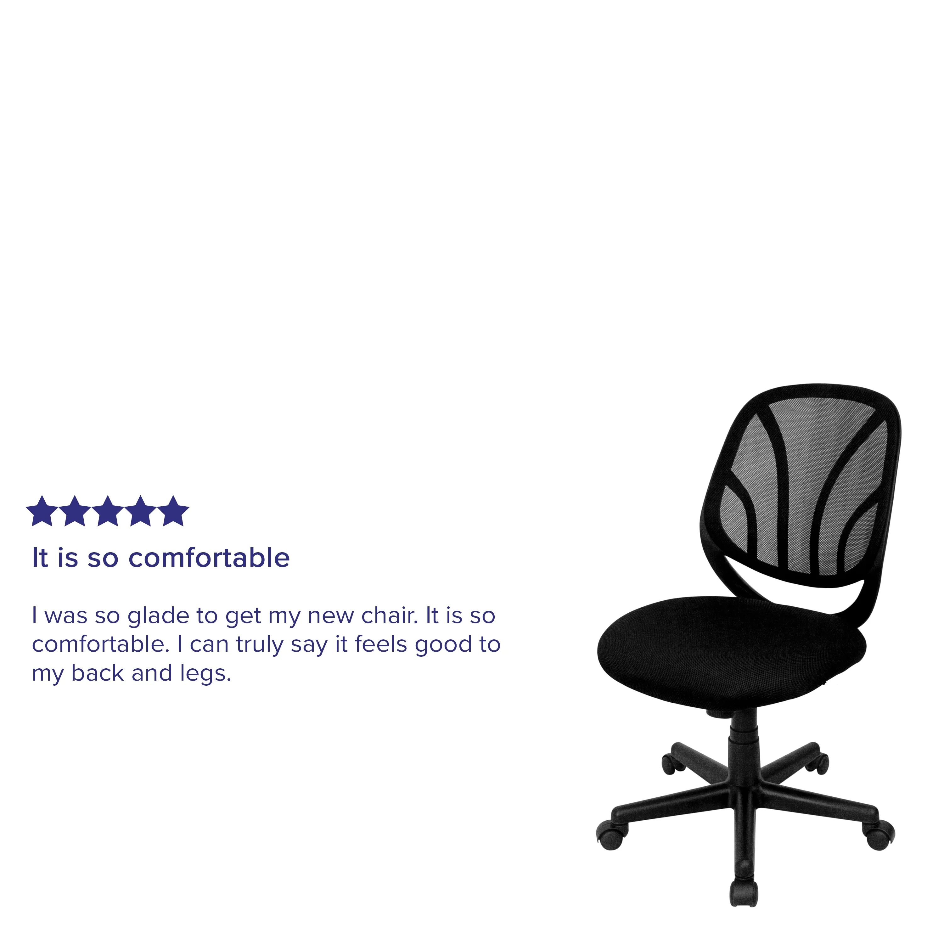 BizChair Y-GO Office Chair™ Mid-Back Black Mesh Swivel Task Office Chair