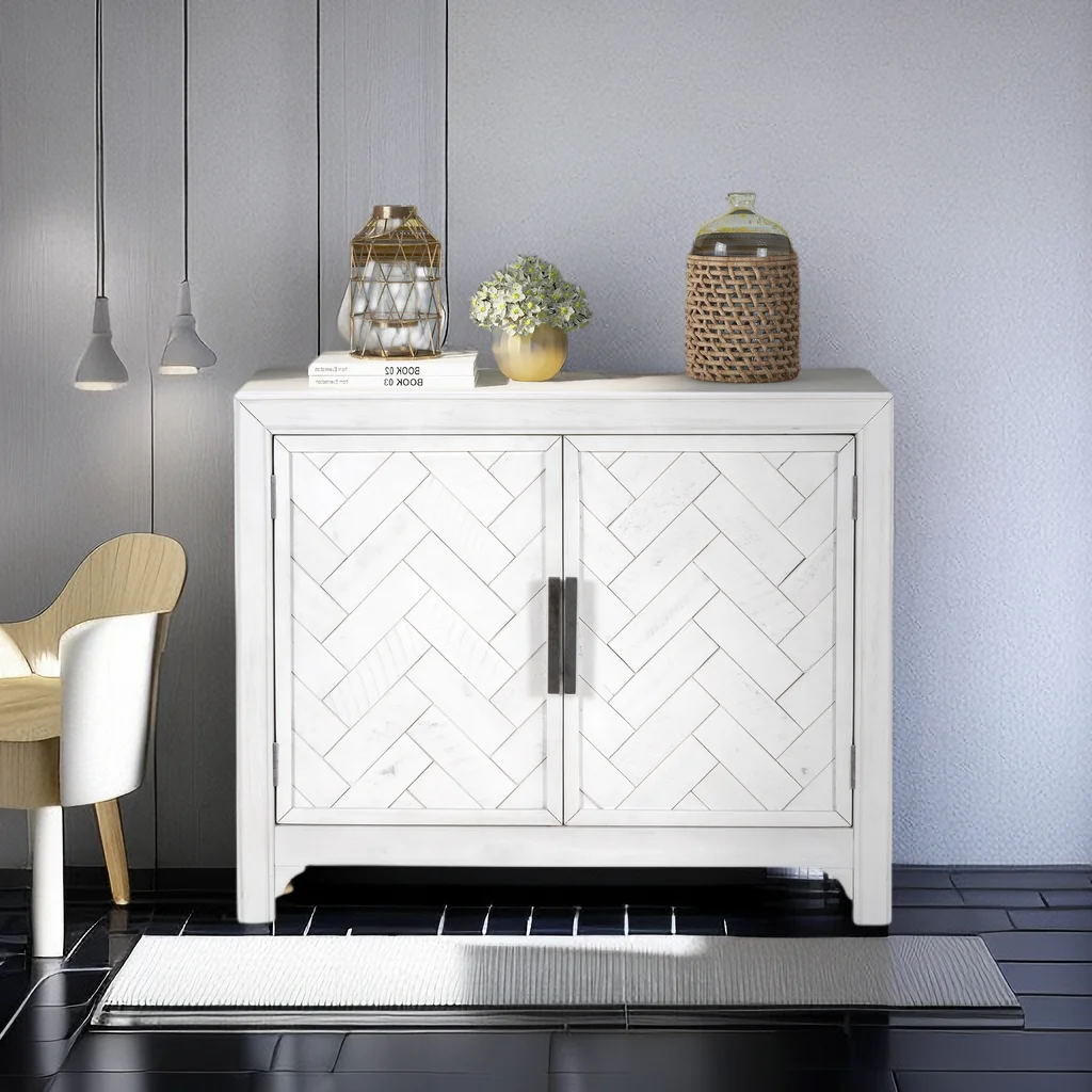 40 inch Accent Cabinets with Unique Design Doors,Small Storage Cabinet with Adjustable Shelves,Sideboard Buffet Cabinet Suitable for Entryway,Living Room and Study Room,Antique