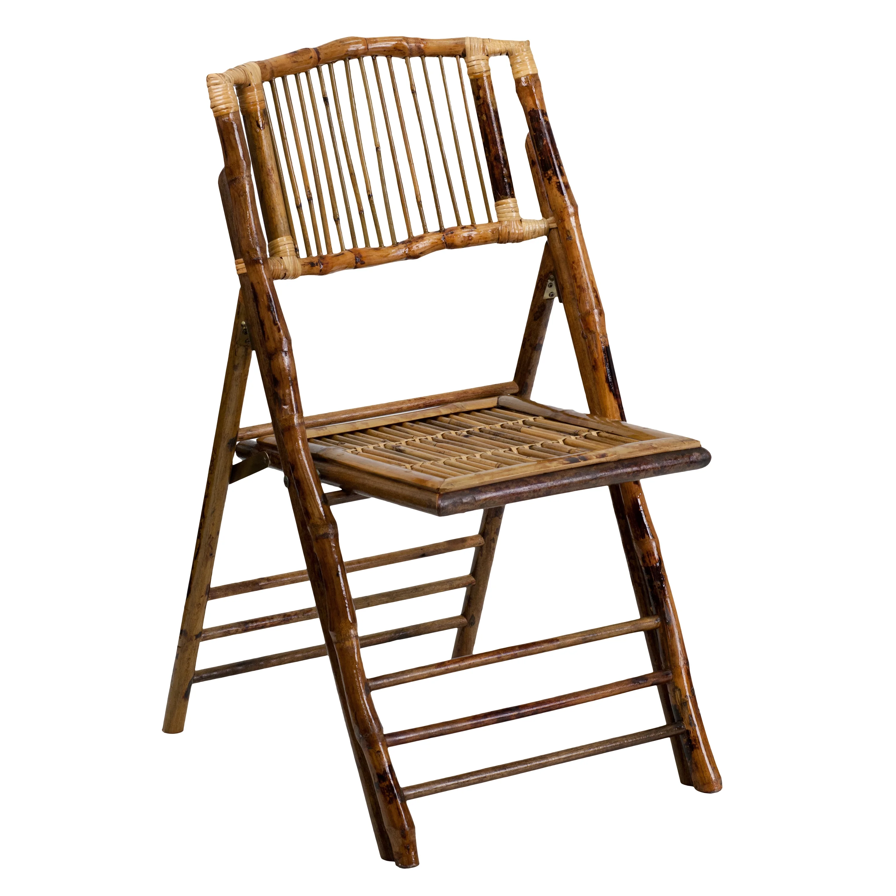 Emma + Oliver 4 Pack Bamboo Wood Folding Chair - Event Folding Chair - Commercial Folding Chair