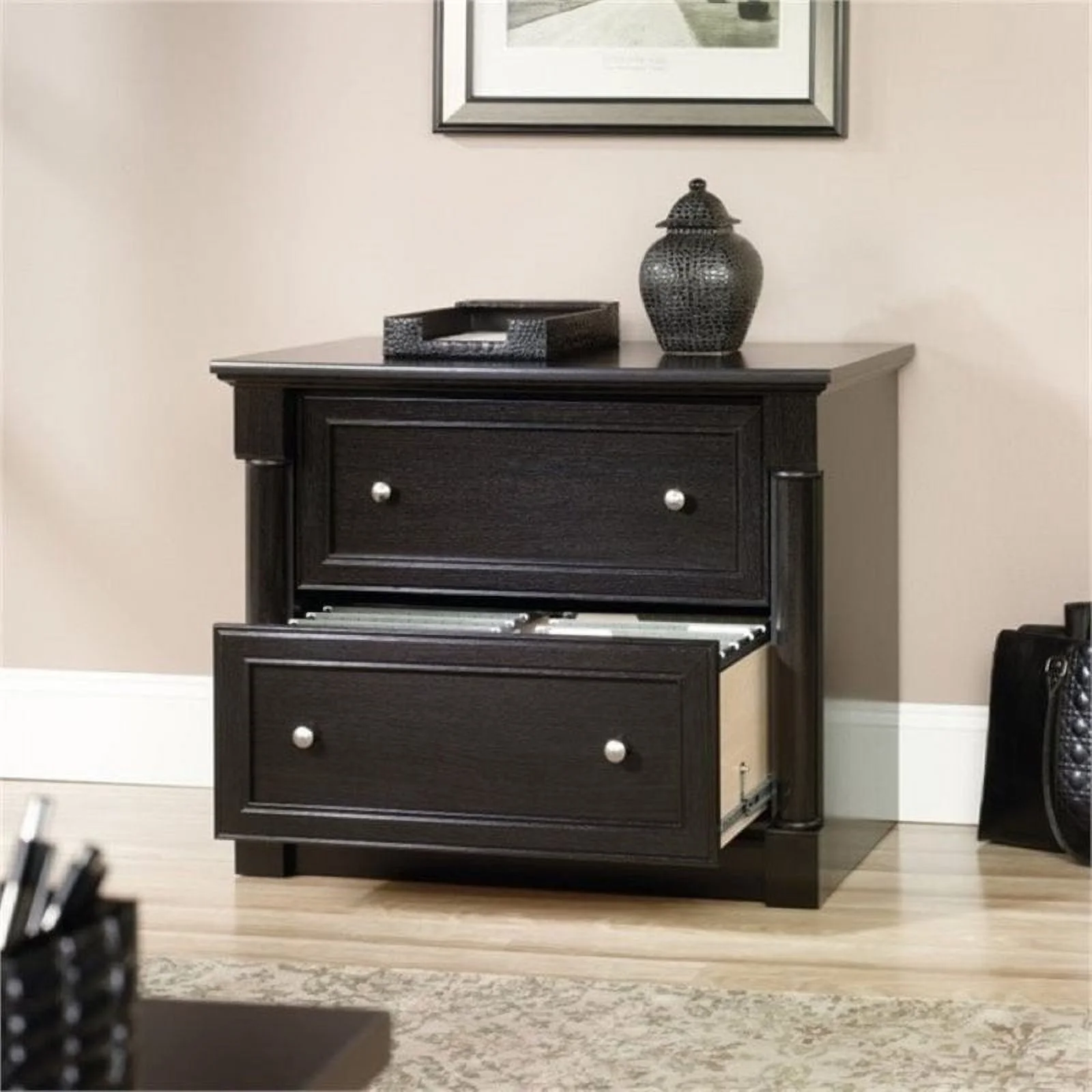 Bowery Hill Executive Wood 2 Drawer Lateral File Cabinet in Wind Oak