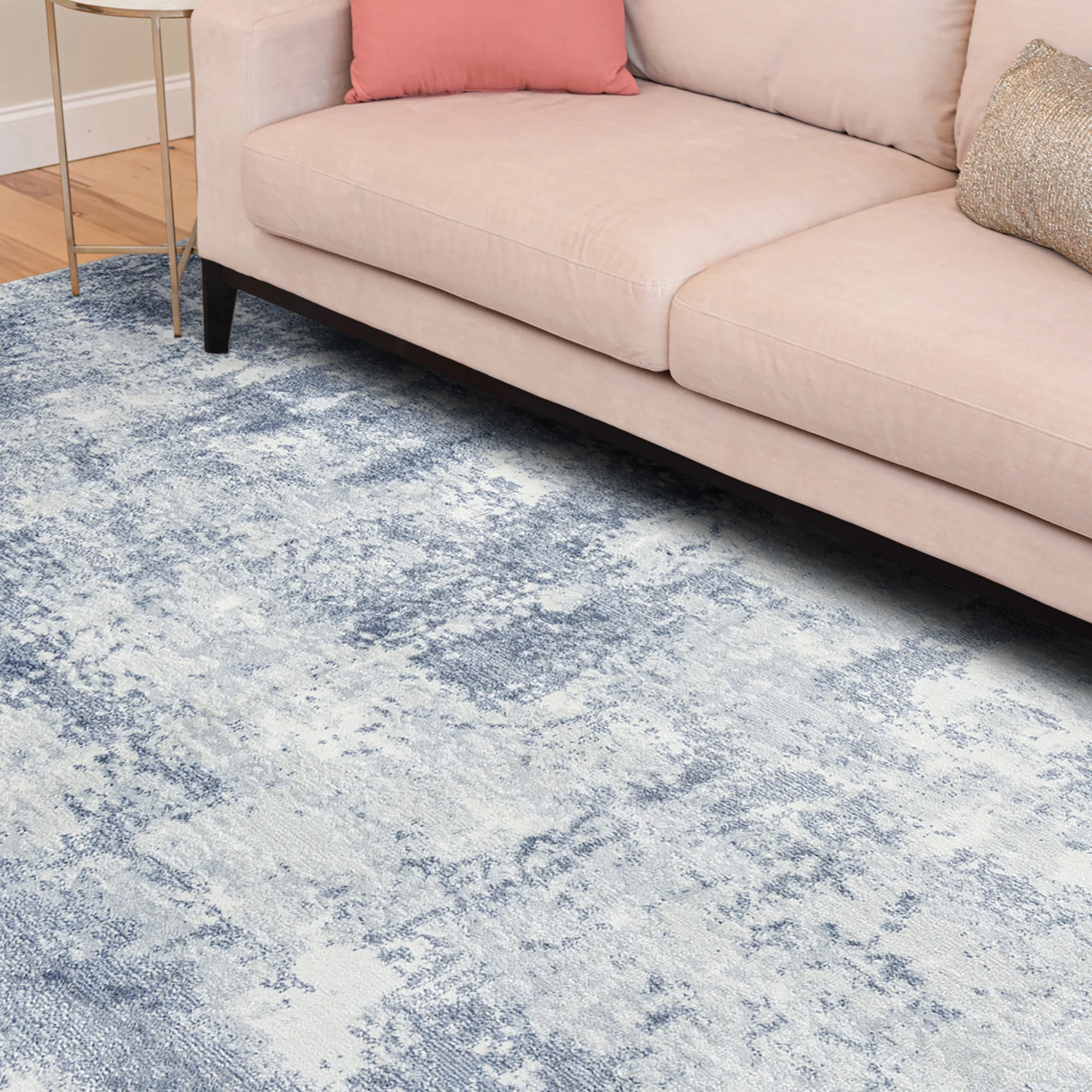 Contemporary 5x8 Area Rug (5'3'' x 7'3'') Abstract Navy, Gray Living Room Easy to Clean