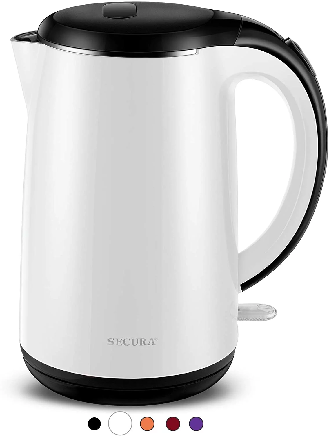 Secura SWK-1701DB The Original Stainless Steel Double Wall Electric Water Kettle 1.8 Quart, White