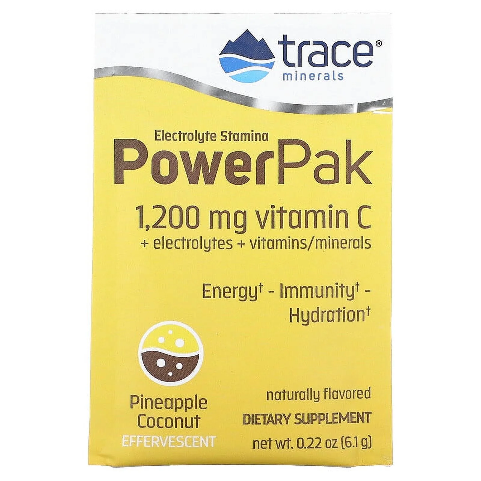 Trace Minerals ®, Electrolyte Stamina PowerPak, Pineapple Coconut, 30 Packets, 0.22 oz Each Pack of 2