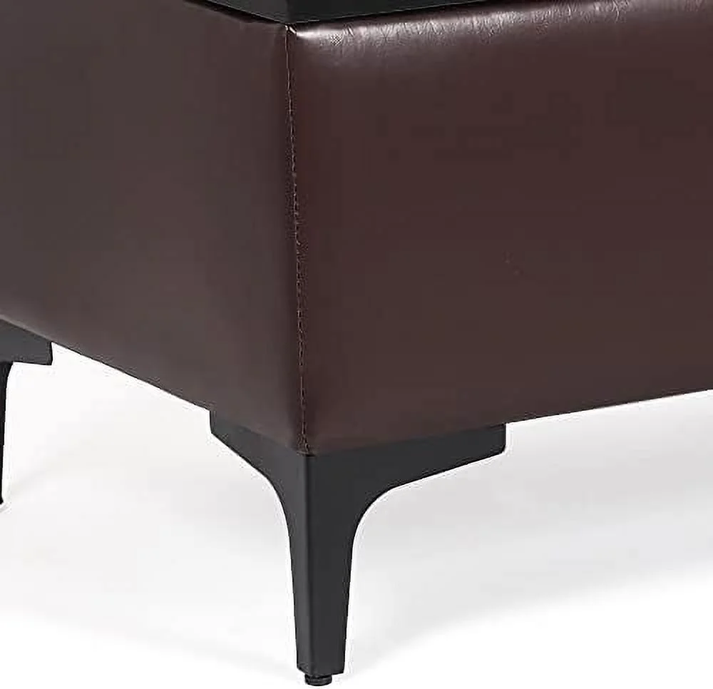 Leatheaire  Ottoman Bench Rectangular Footstool Coffee Table with Lift Tabletop (Blue)