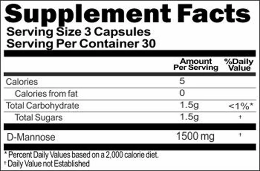 D-Mannose 1500mg Herbal Supplement 180 Capsules by Vitamins Because