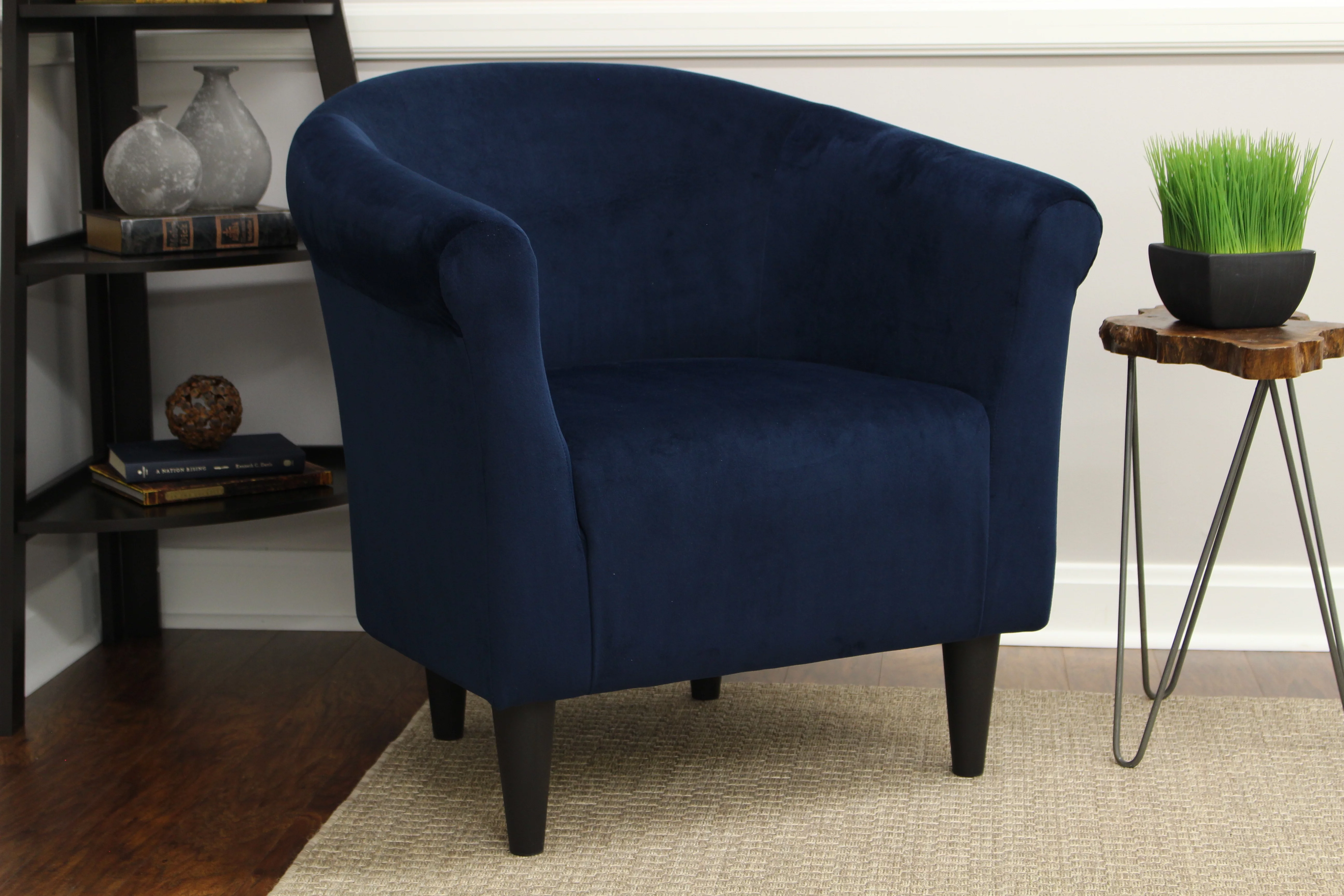 Mainstays Microfiber Bucket Accent Chair, Navy Blue