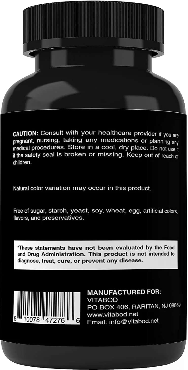 Vitabod Benfotiamine 600mg 180 Vegetarian Capsules - Also Called Fat Soluble Vitamin