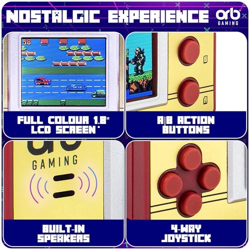 Mini Retro Games Console, 240 in-Built Games, 8-Bit Retro Gaming Handheld Console, 2.5” Full Colour LCD Screen Pocket Console, Immersive Sound Games Console - ThumbsUp!