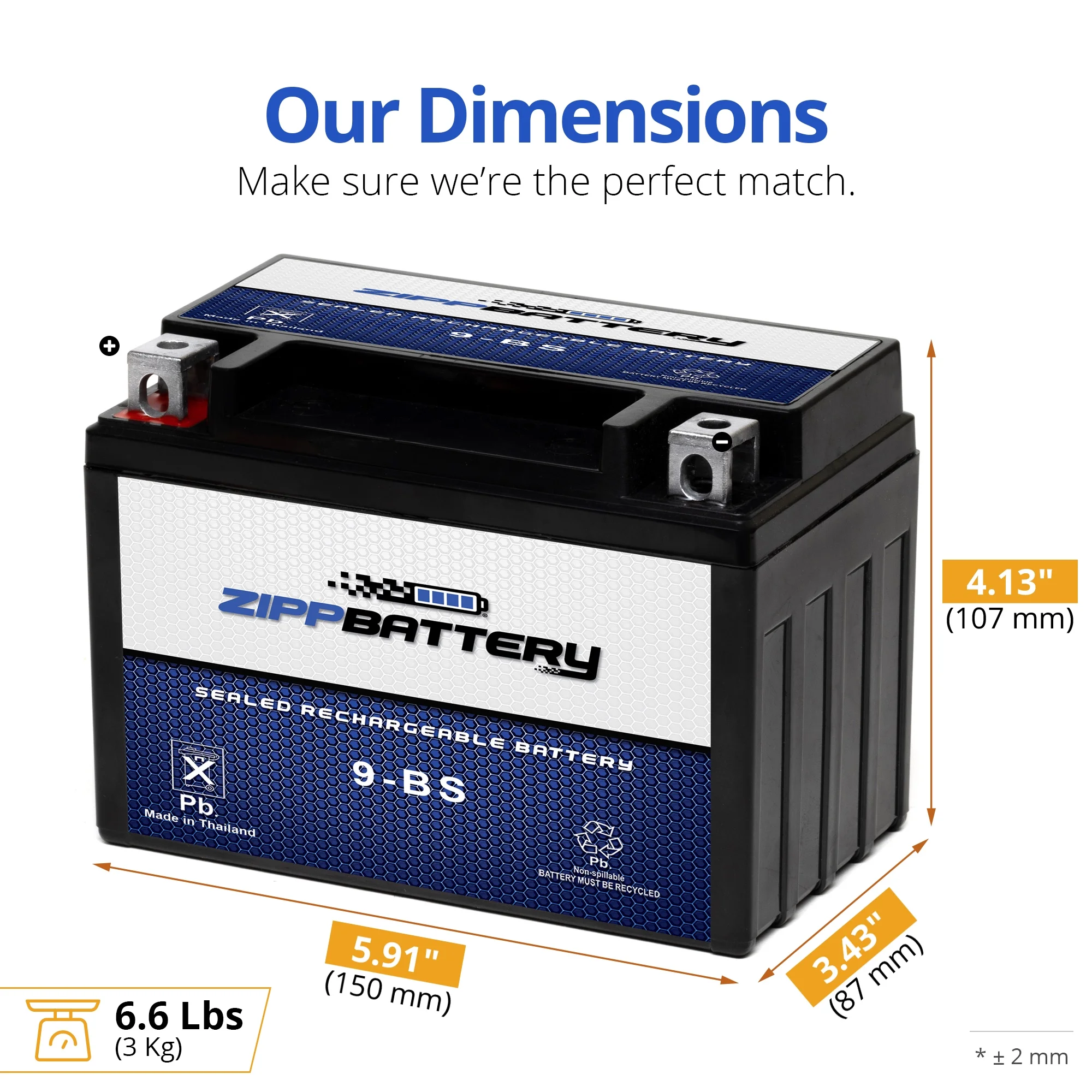 Zipp Battery YTX9-BS (9-BS 12 Volt,8 Ah, 120 CCA) Motorcycle Battery for Honda 600cc Cbr600 1996