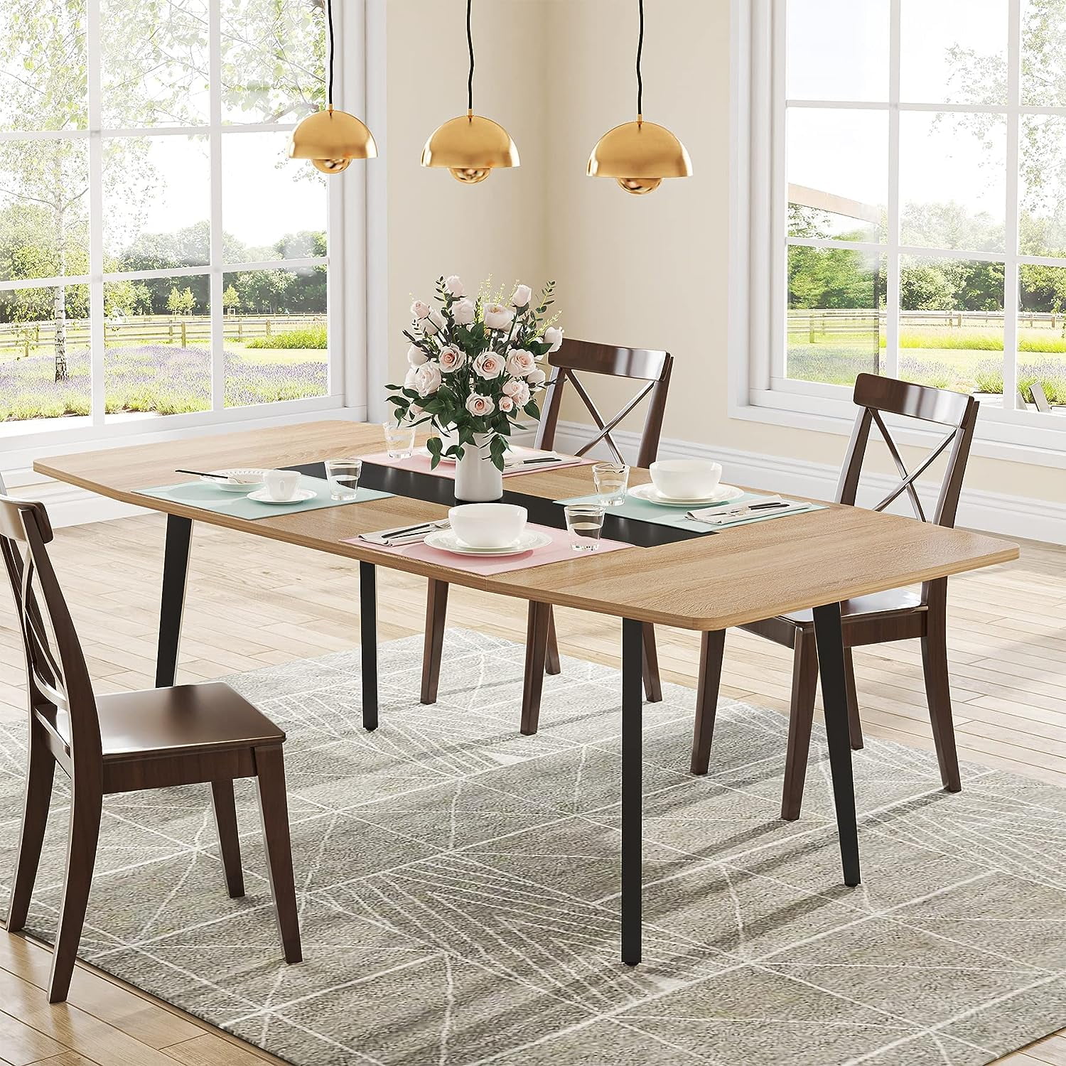 Tribesigns Modern Dining Table for 6-8 People, 70.8 Inch Rectangle Kitchen Table